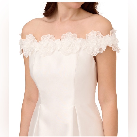 Women's 3D Floral Off-The-Shoulder Mikado Dress - Picture 3 of 10